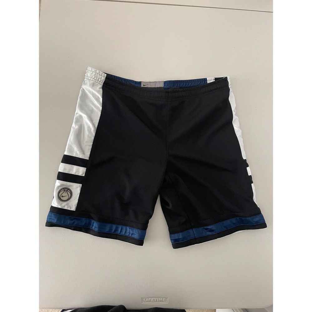 Vintage Nike Basketball‎ Shorts Black White Blue Athletic Men's Size Large